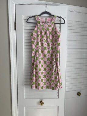 Dizzy Lizzie Sleeveless Mini Dress in Pink & Green Circle Print